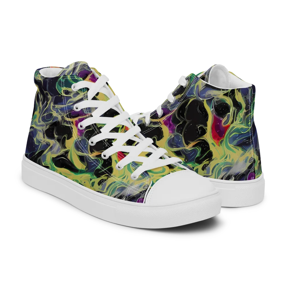 Neon Eclipse on Men's High Top Canvas Shoes — Right