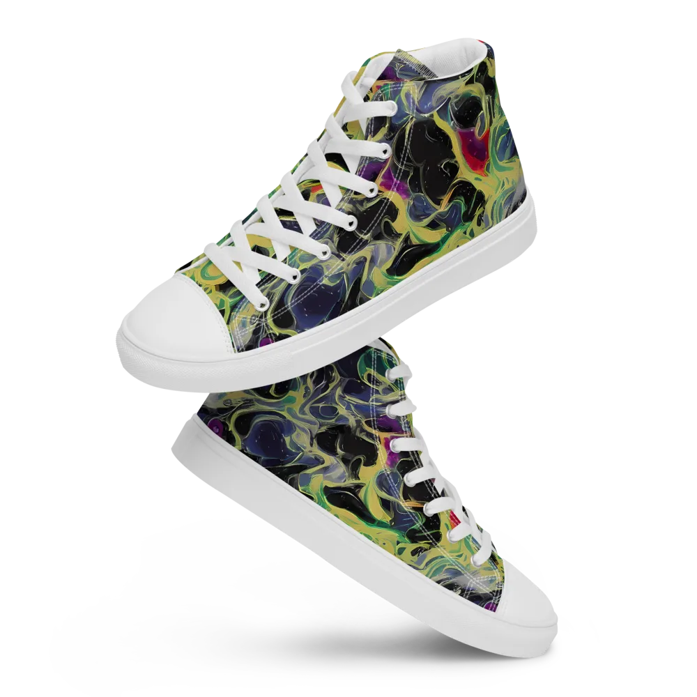 Neon Eclipse on Men's High Top Canvas Shoes — Front