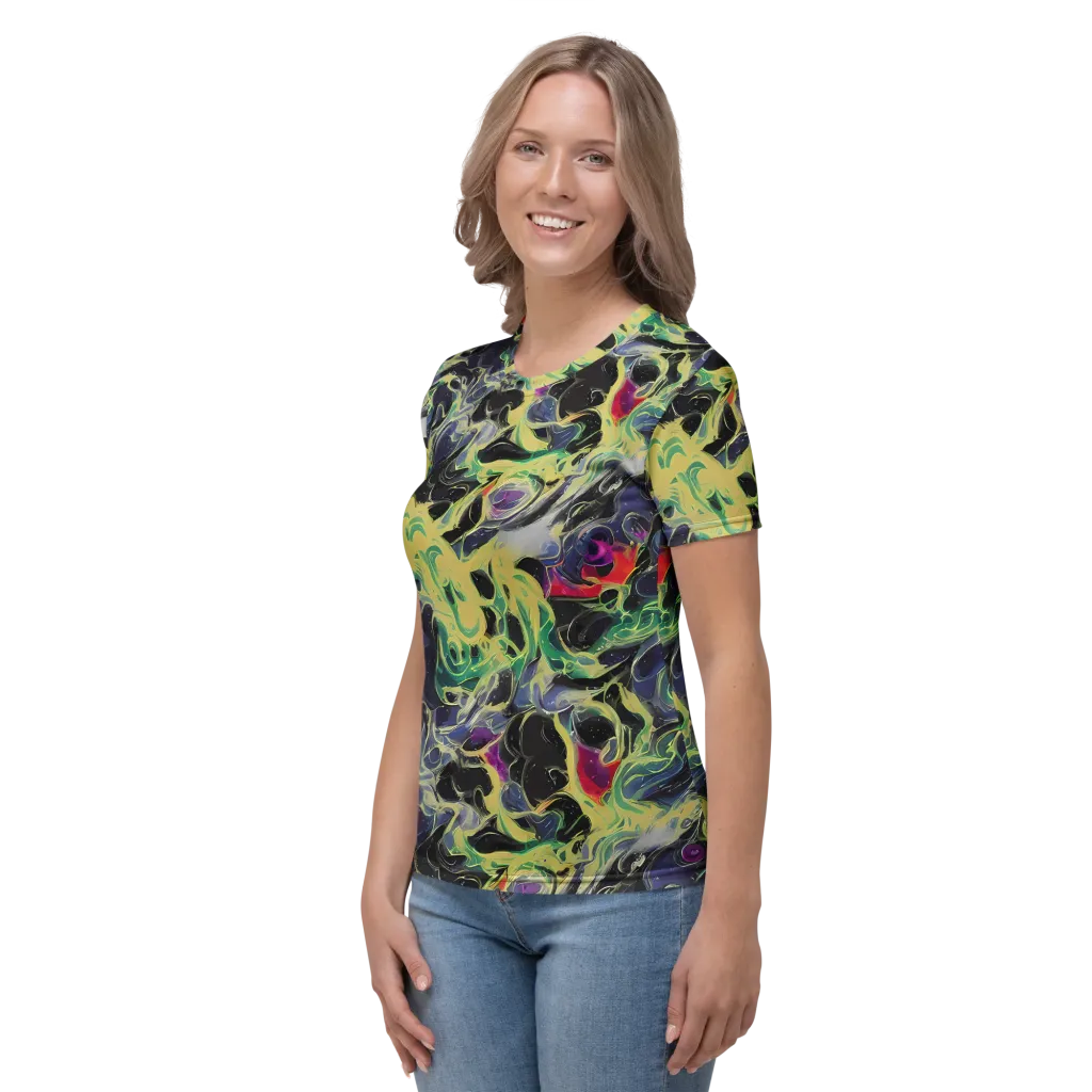 Neon Eclipse on Women's Crew Neck T-Shirt — Left