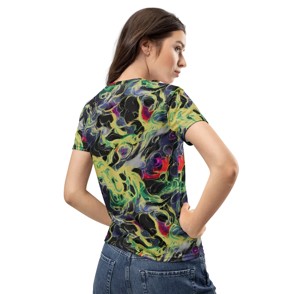 Neon Eclipse on Women's Crew Neck T-Shirt — Back