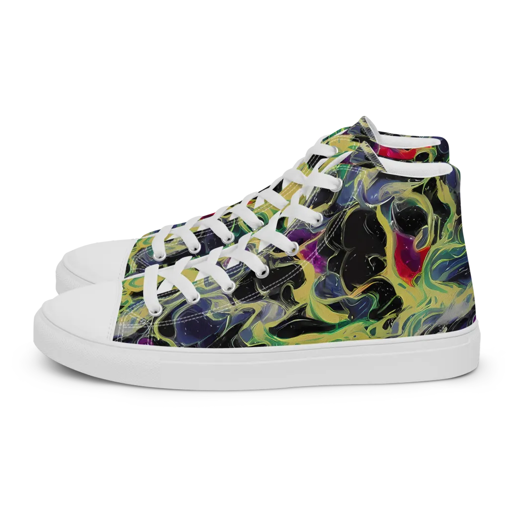 Neon Eclipse on Women's High Top Canvas Shoes — Left