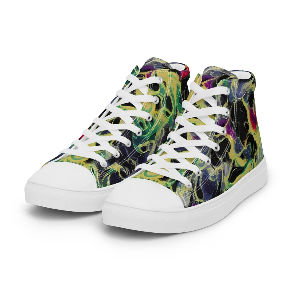 Neon Eclipse on Women's High Top Canvas Shoes — Left Front