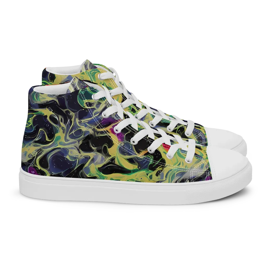 Neon Eclipse on Women's High Top Canvas Shoes — Right