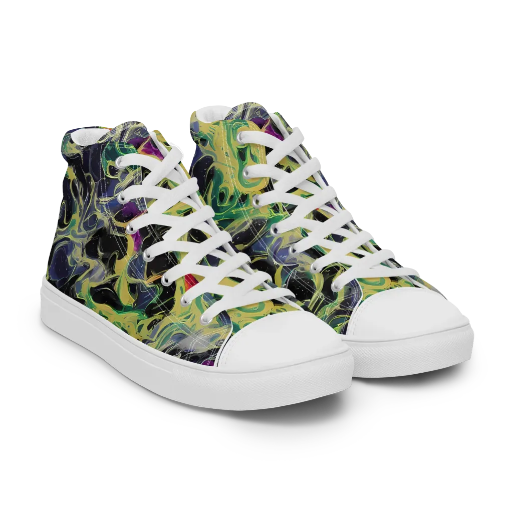 Neon Eclipse on Women's High Top Canvas Shoes — Right Front