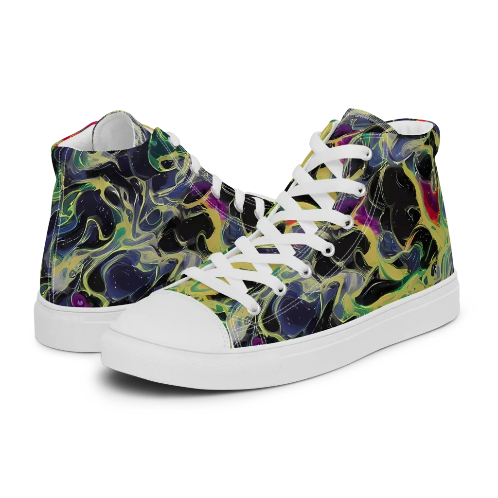 Neon Eclipse on Women's High Top Canvas Shoes — Left
