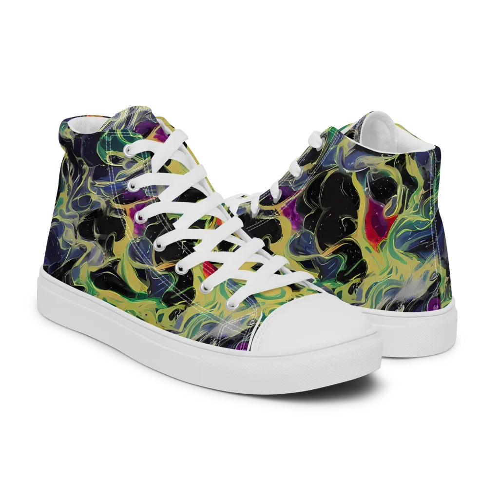 Neon Eclipse on Women's High Top Canvas Shoes — Right