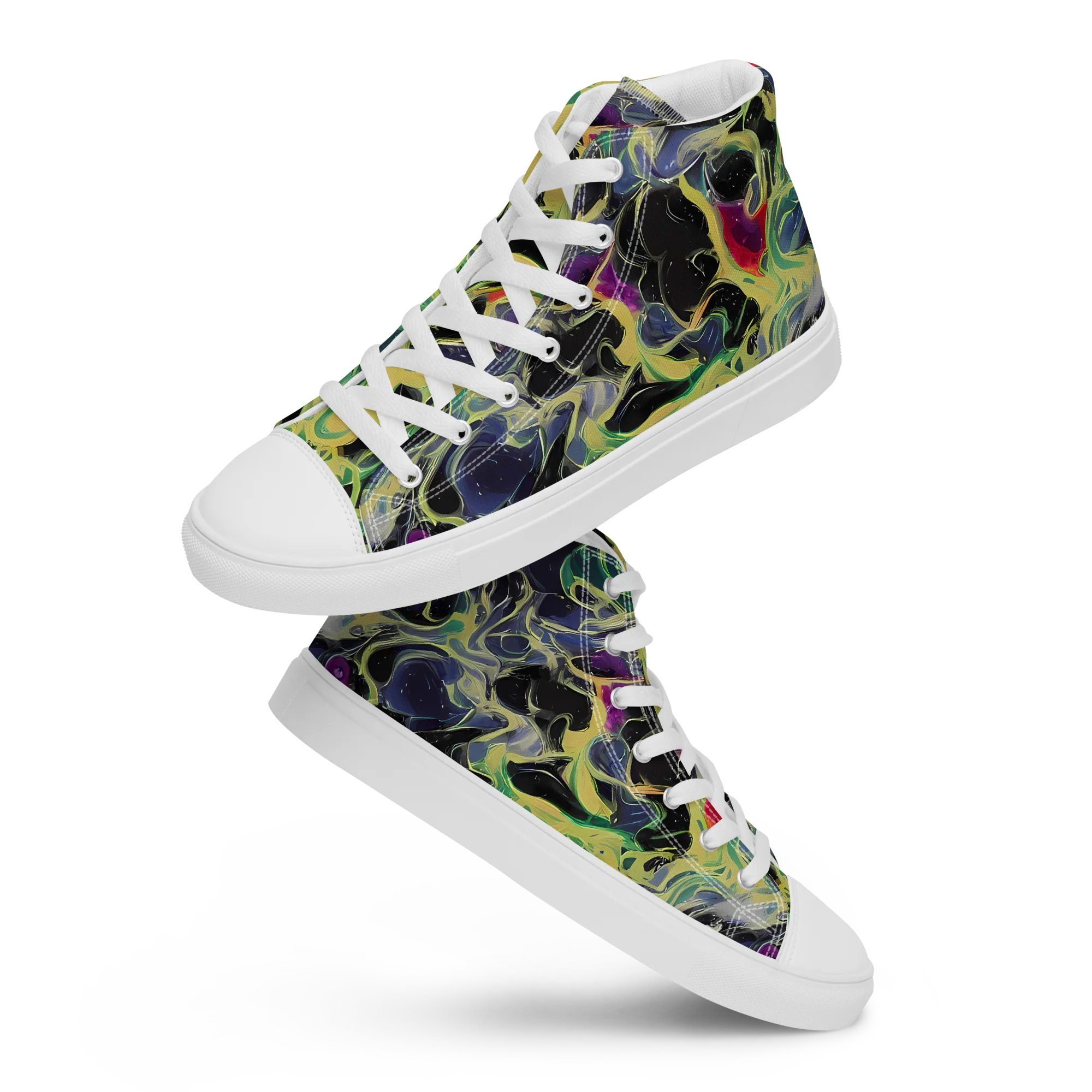 Neon Eclipse on Women's High Top Canvas Shoes — Front