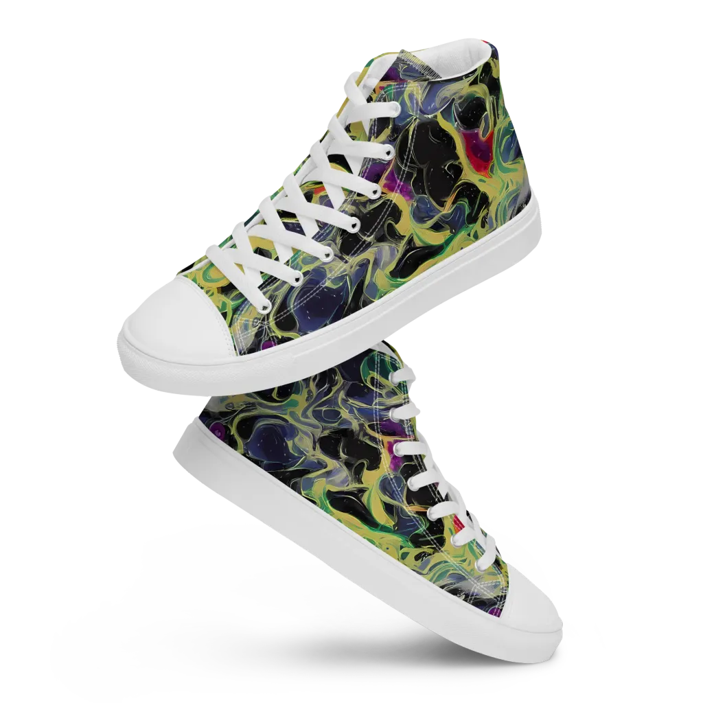 Neon Eclipse on Women's High Top Canvas Shoes — Front