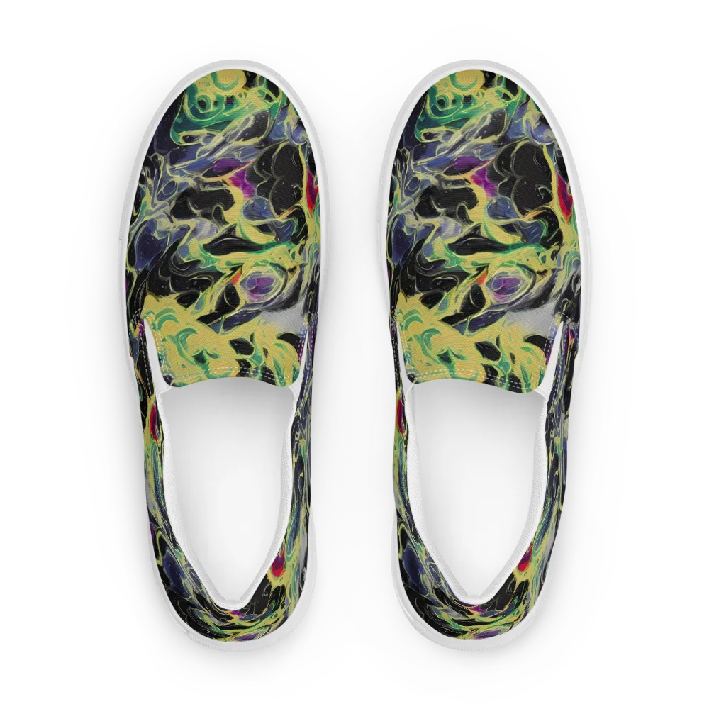 Neon Eclipse on Men's Slip-On Canvas Shoes — Front