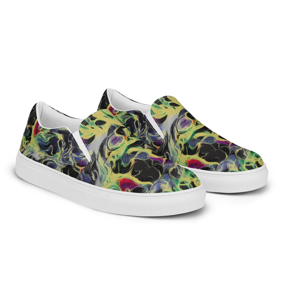 Neon Eclipse on Men's Slip-On Canvas Shoes — Right Front