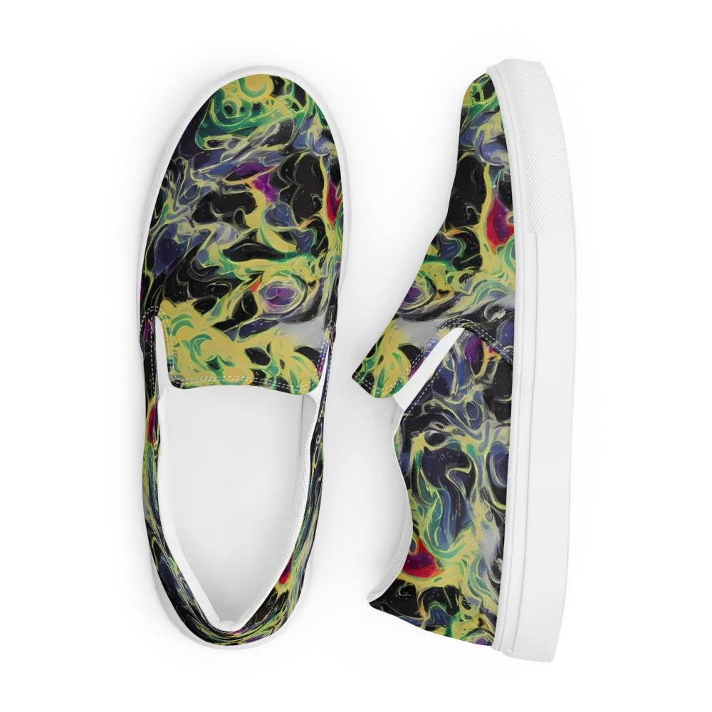 Neon Eclipse on Men's Slip-On Canvas Shoes — Front