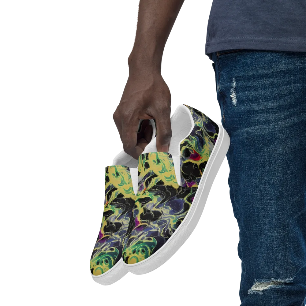 Neon Eclipse on Men's Slip-On Canvas Shoes — Left Front