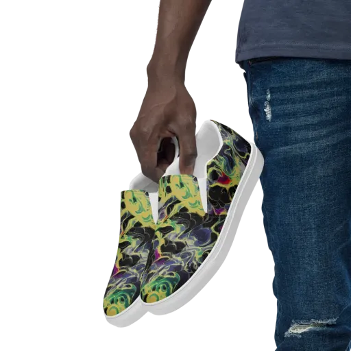 Neon Eclipse on a Men's Slip-On Canvas Shoes
