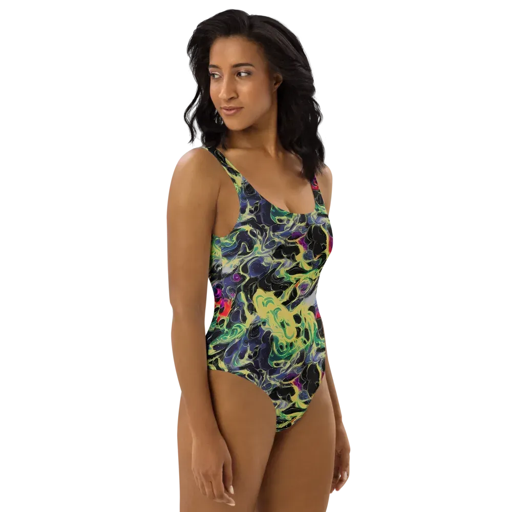 Neon Eclipse on One-Piece Swimsuit — Right