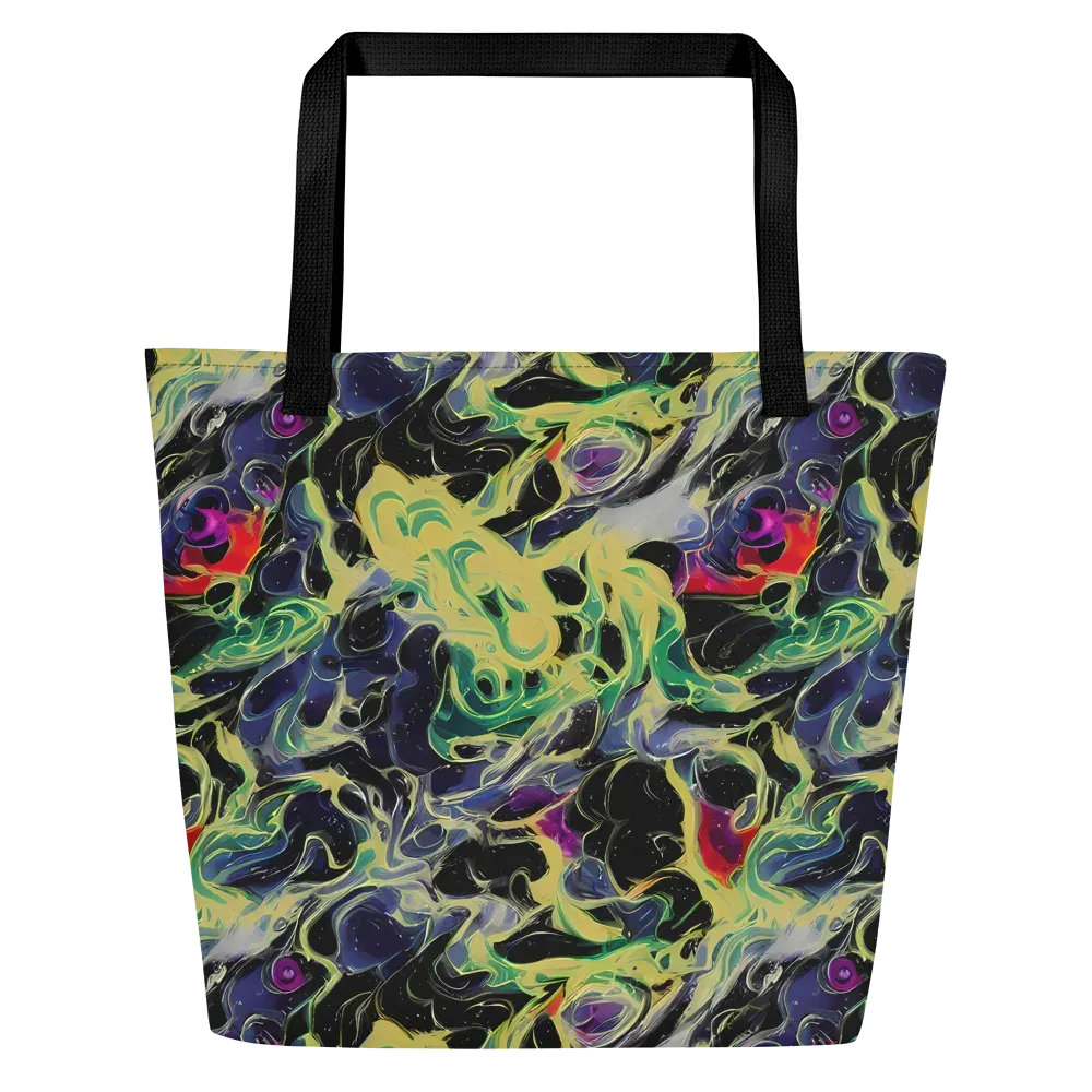 Neon Eclipse on Large Tote Bag W/ Pocket — Front