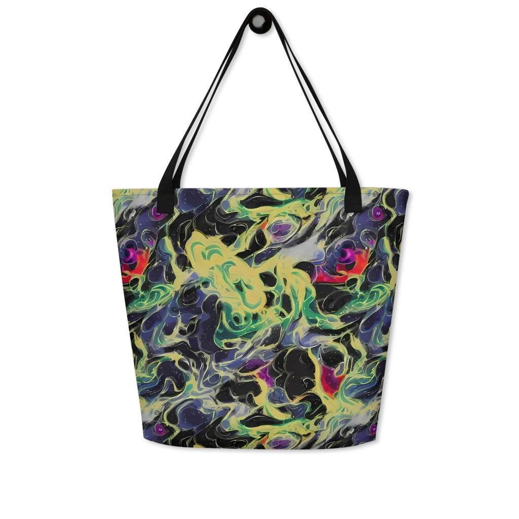 Neon Eclipse on Large Tote Bag W/ Pocket — Front