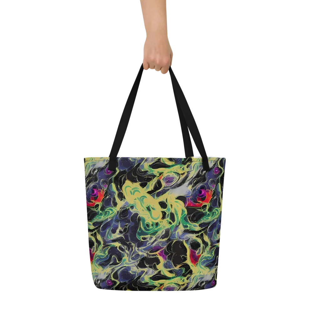 Neon Eclipse on Large Tote Bag W/ Pocket — Front