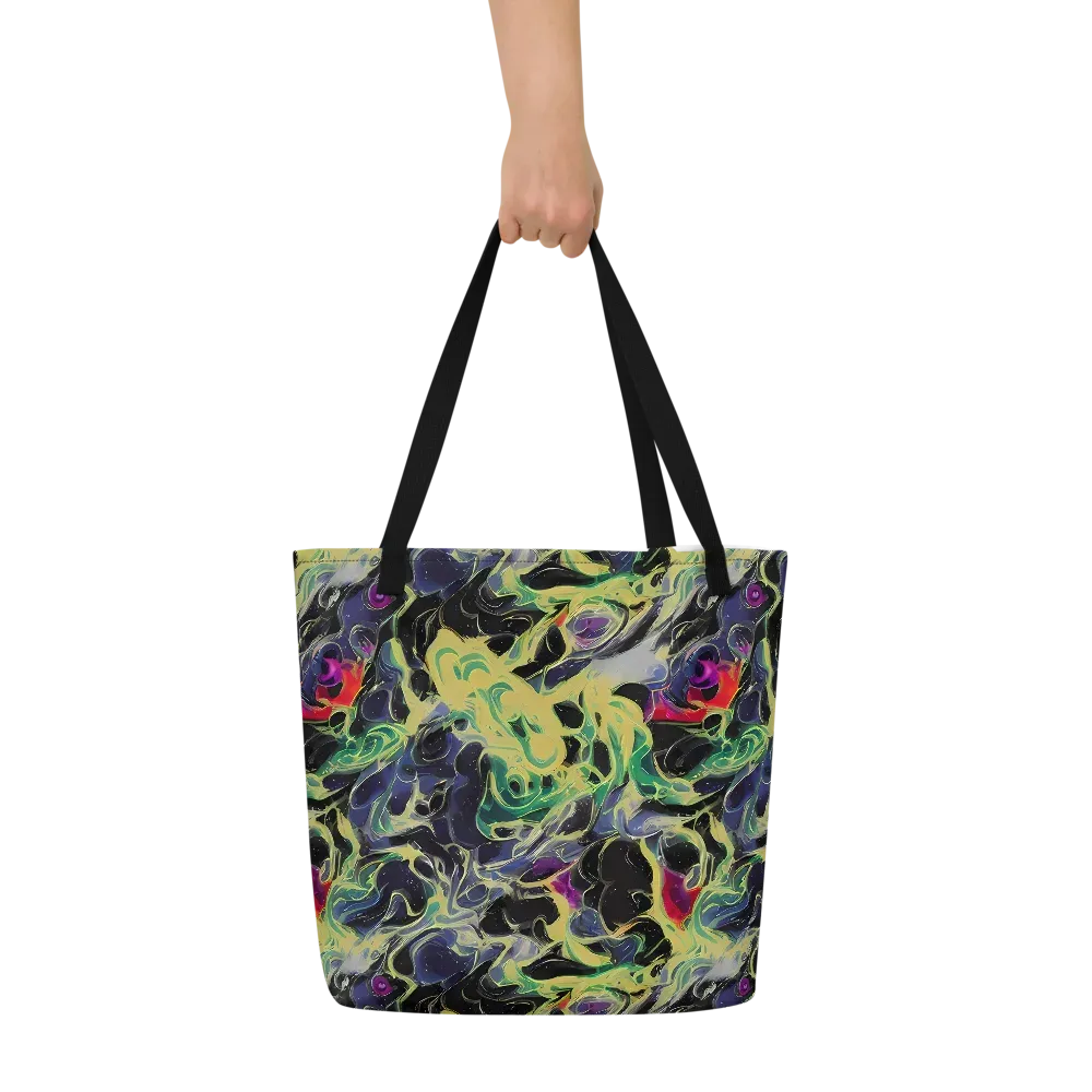 Neon Eclipse on Large Tote Bag W/ Pocket — Front