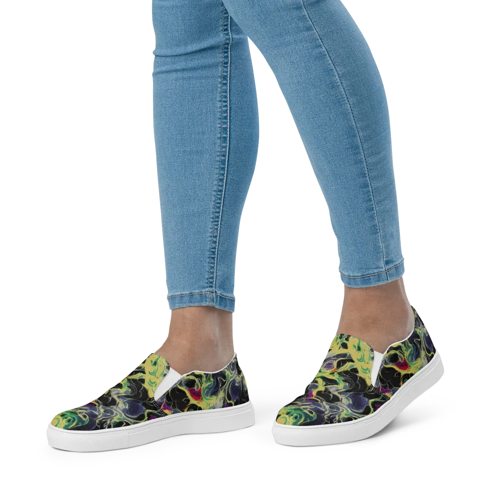 Neon Eclipse on Women's Slip-On Canvas Shoes — Front