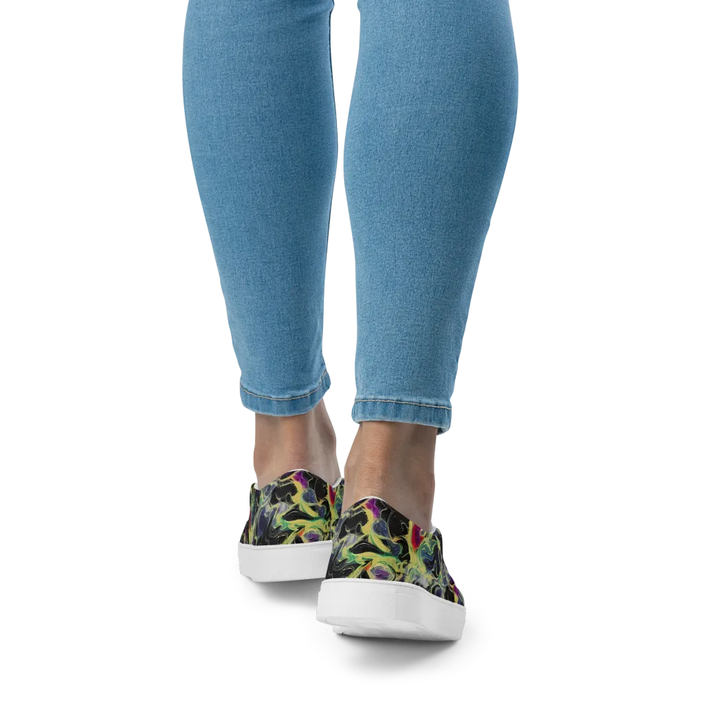 Neon Eclipse on Women's Slip-On Canvas Shoes — Back