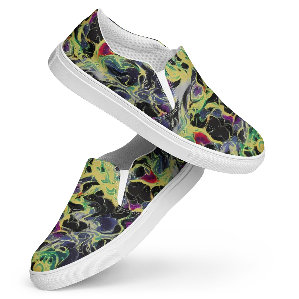Neon Eclipse on Women's Slip-On Canvas Shoes — Front