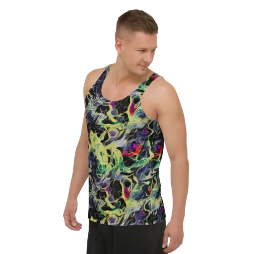 Neon Eclipse on a Men's Tank Top