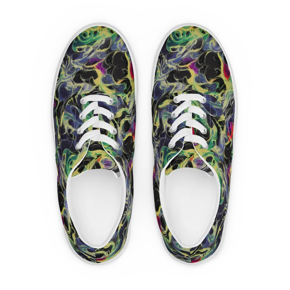Neon Eclipse on Men's Lace-Up Canvas Shoes — Front