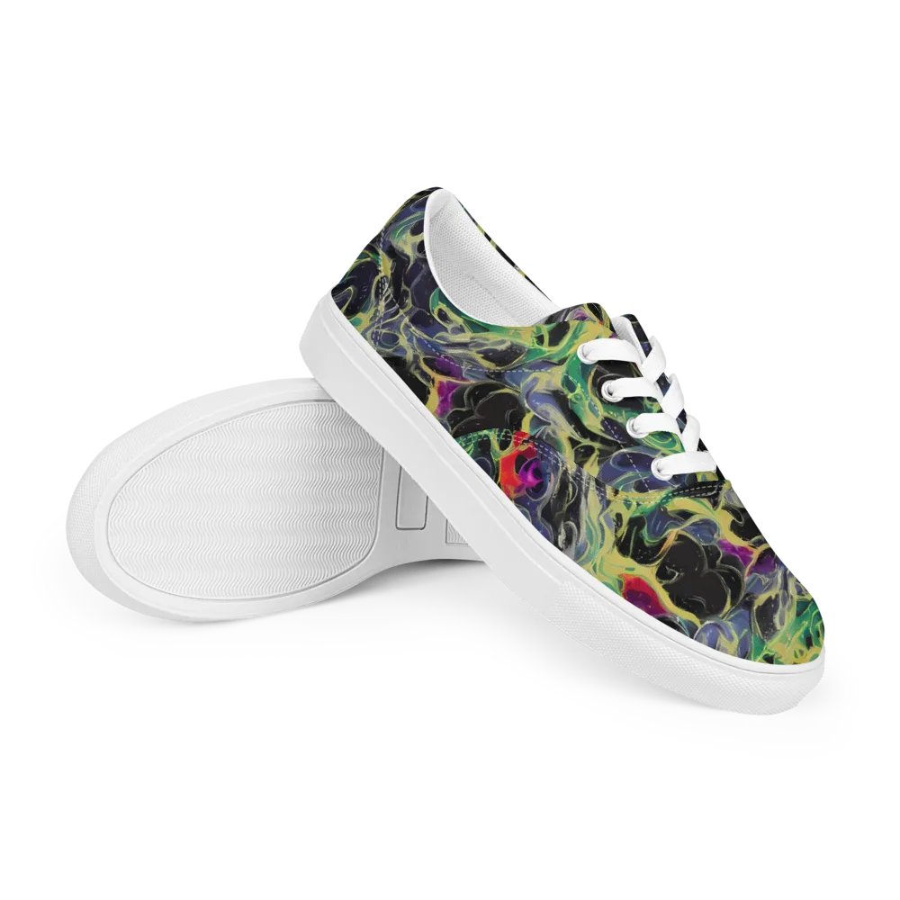 Neon Eclipse on Men's Lace-Up Canvas Shoes — Right Front