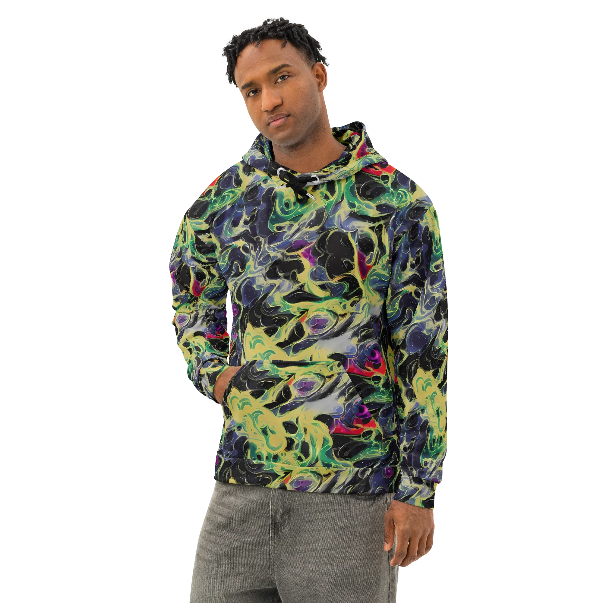 Neon Eclipse on Cotton Hoodie — Left Front