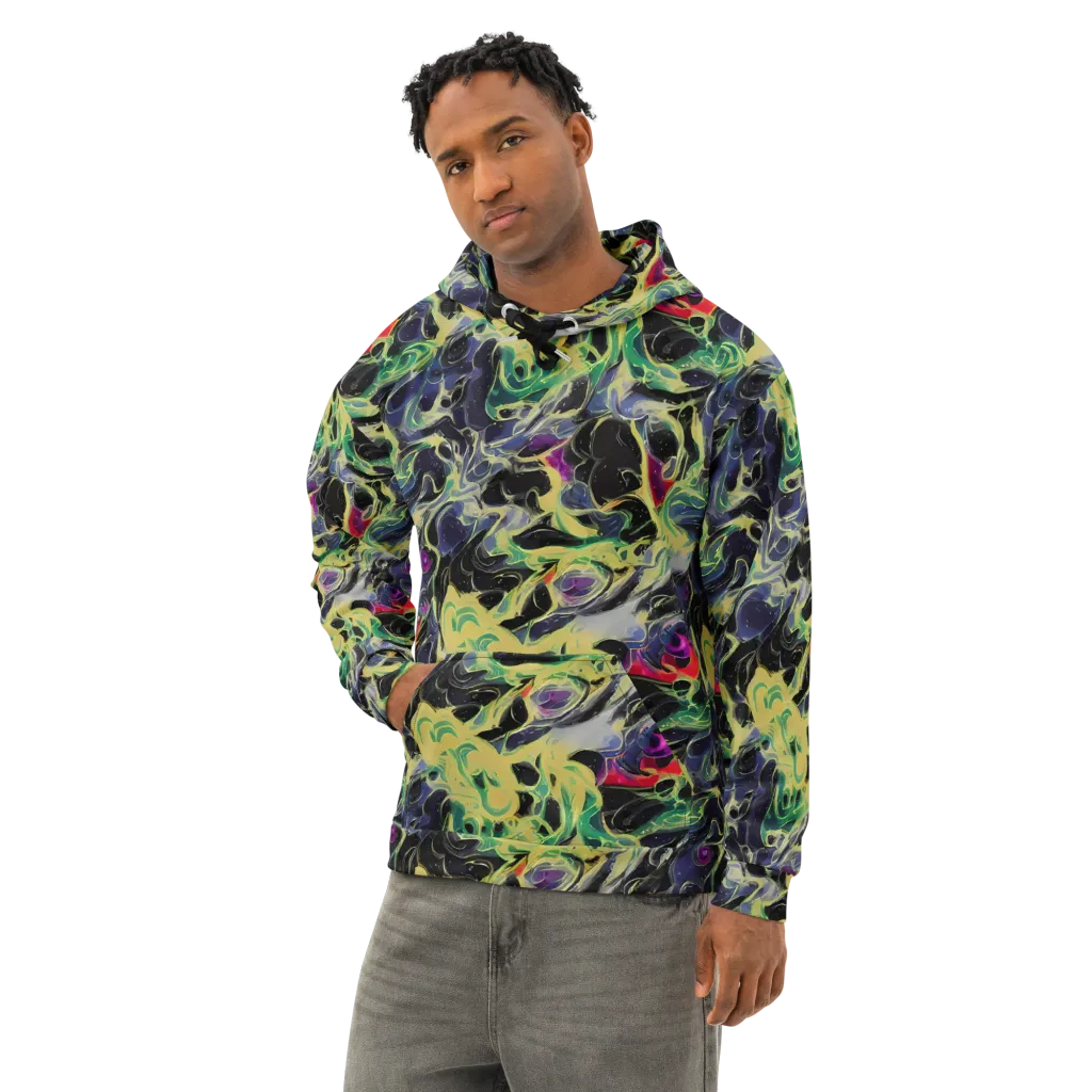 Neon Eclipse on Cotton Hoodie — Left Front