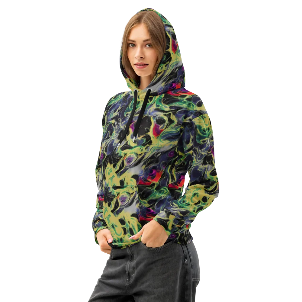 Neon Eclipse on Cotton Hoodie — Left Front