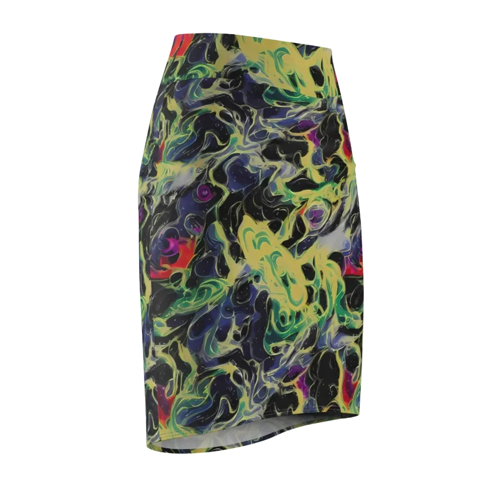 Neon Eclipse on Pencil Skirt — Front Side