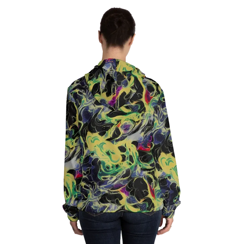 Neon Eclipse on Women's Full-Zip Hoodie — Back On Person