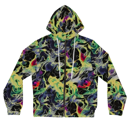 Neon Eclipse on a Women's Full-Zip Hoodie