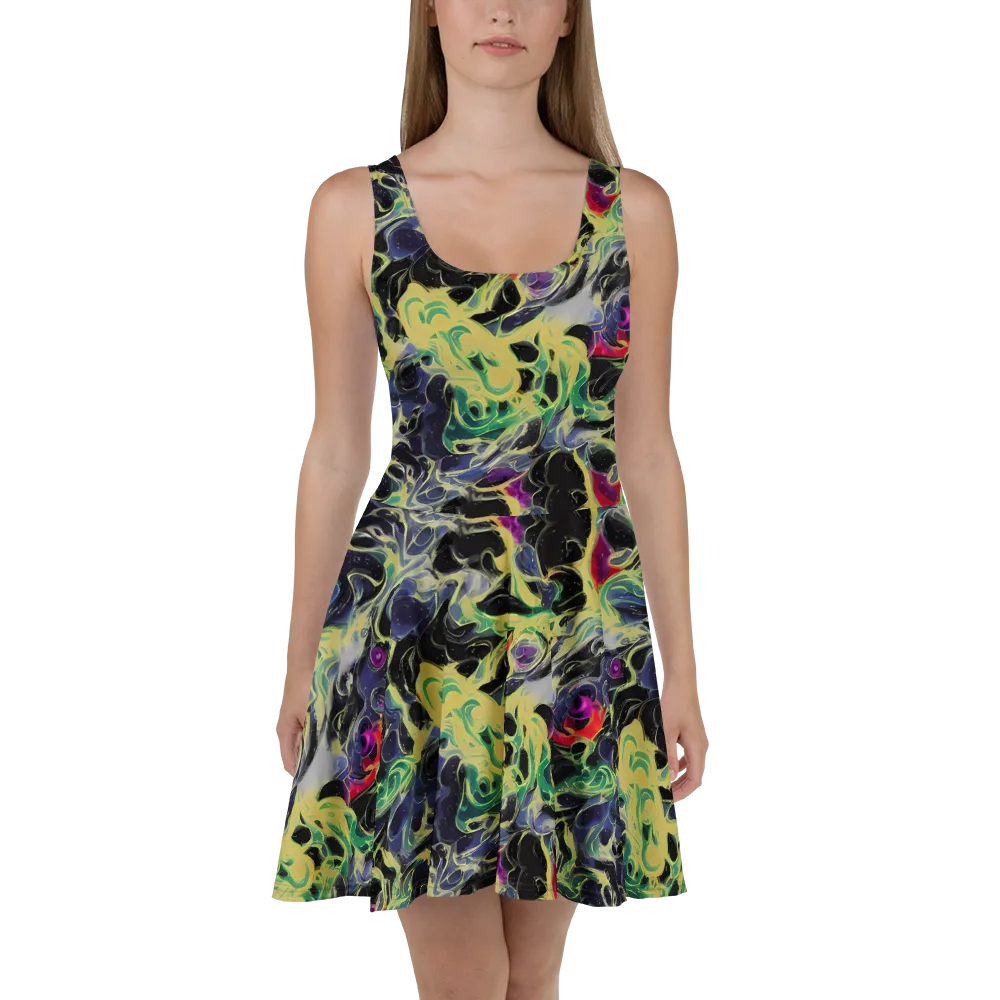Neon Eclipse on Skater Dress — Front
