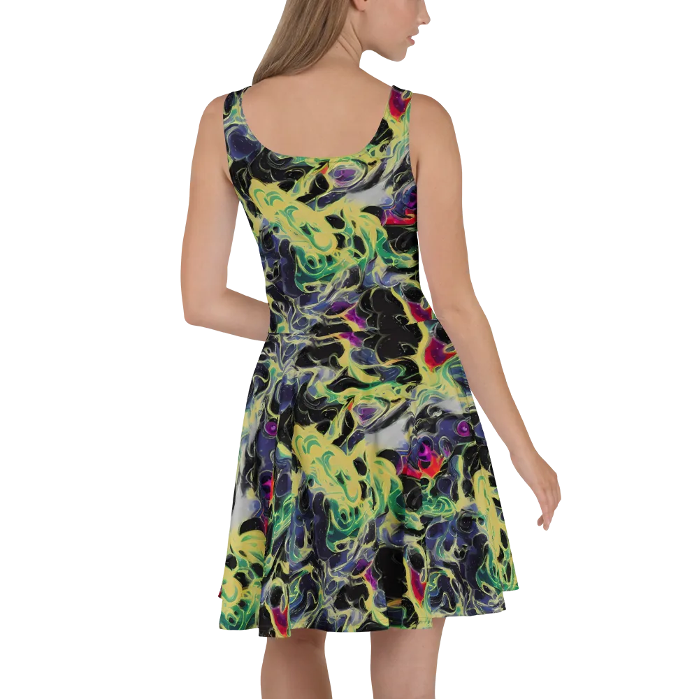Neon Eclipse on Skater Dress — Back