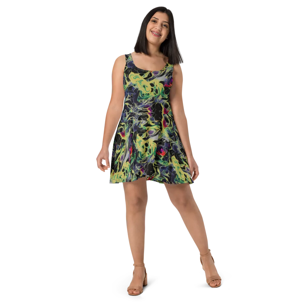 Neon Eclipse on Skater Dress — Front