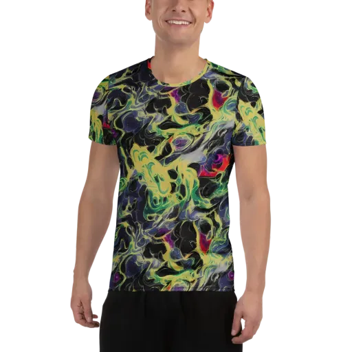 Neon Eclipse on a Men's Athletic T-Shirt