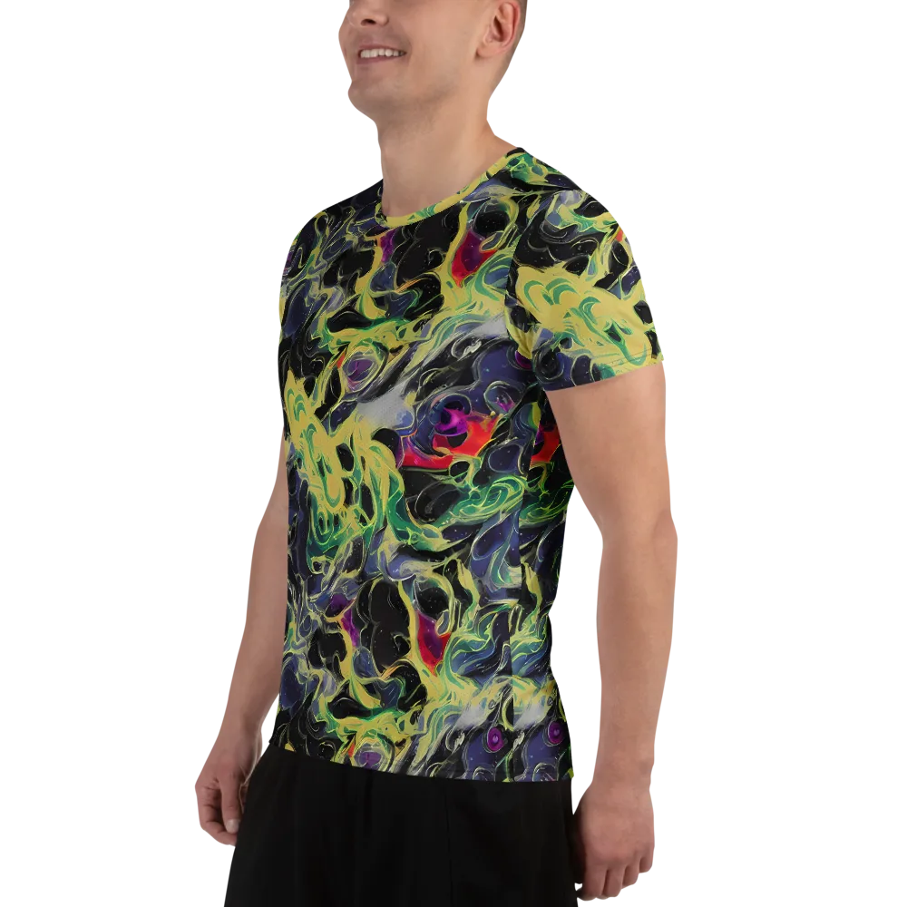 Neon Eclipse on Men's Athletic T-Shirt — Left