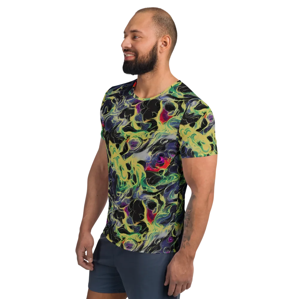 Neon Eclipse on Men's Athletic T-Shirt — Left