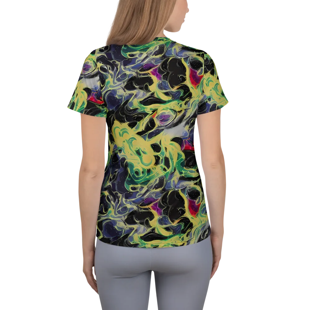 Neon Eclipse on Women's Athletic T-Shirt — Back