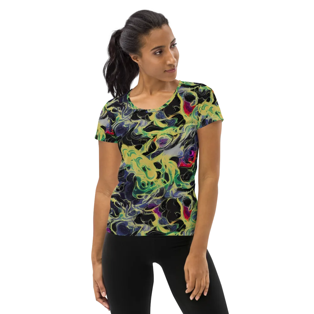 Neon Eclipse on Women's Athletic T-Shirt — Front
