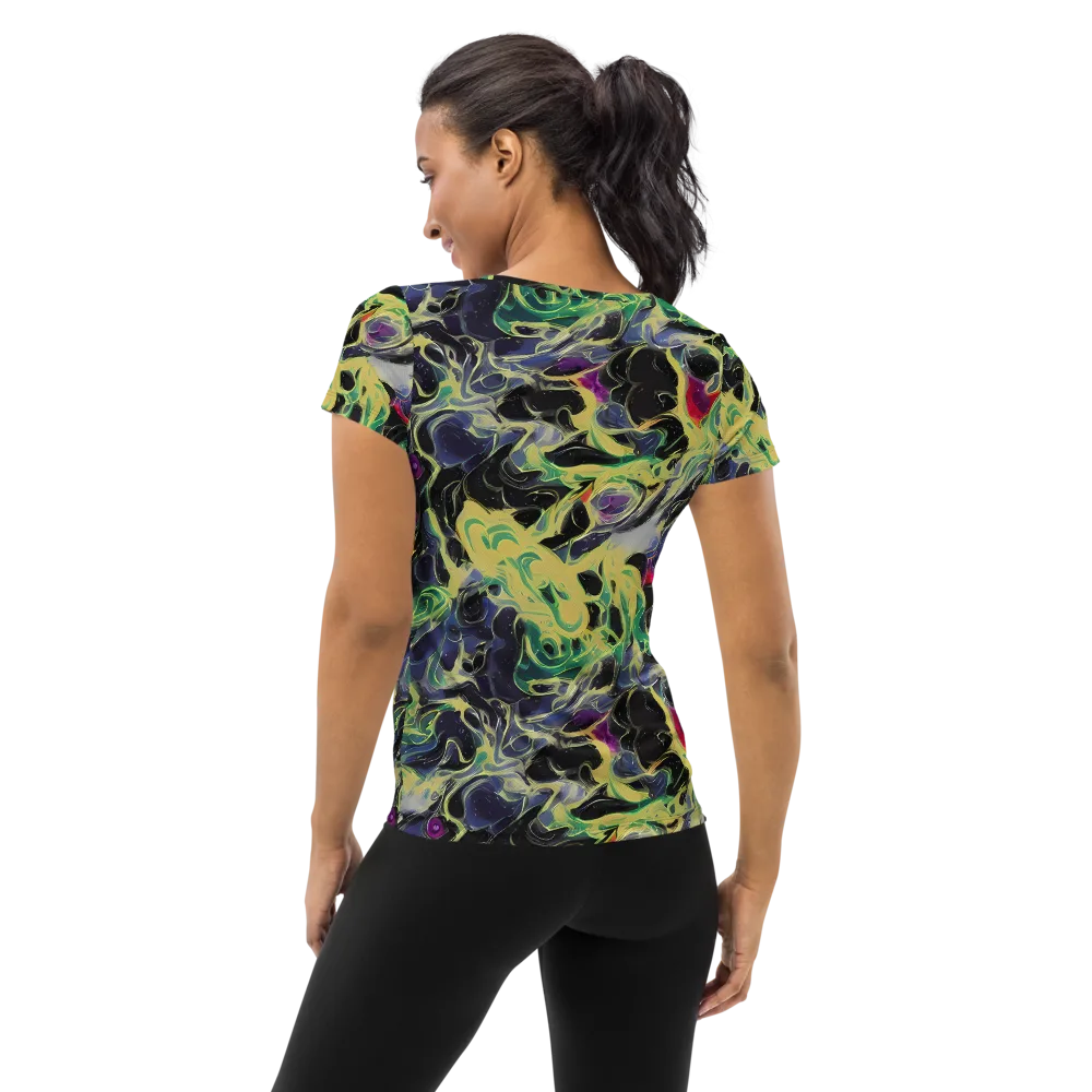 Neon Eclipse on Women's Athletic T-Shirt — Back
