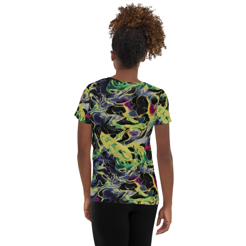 Neon Eclipse on Women's Athletic T-Shirt — Back