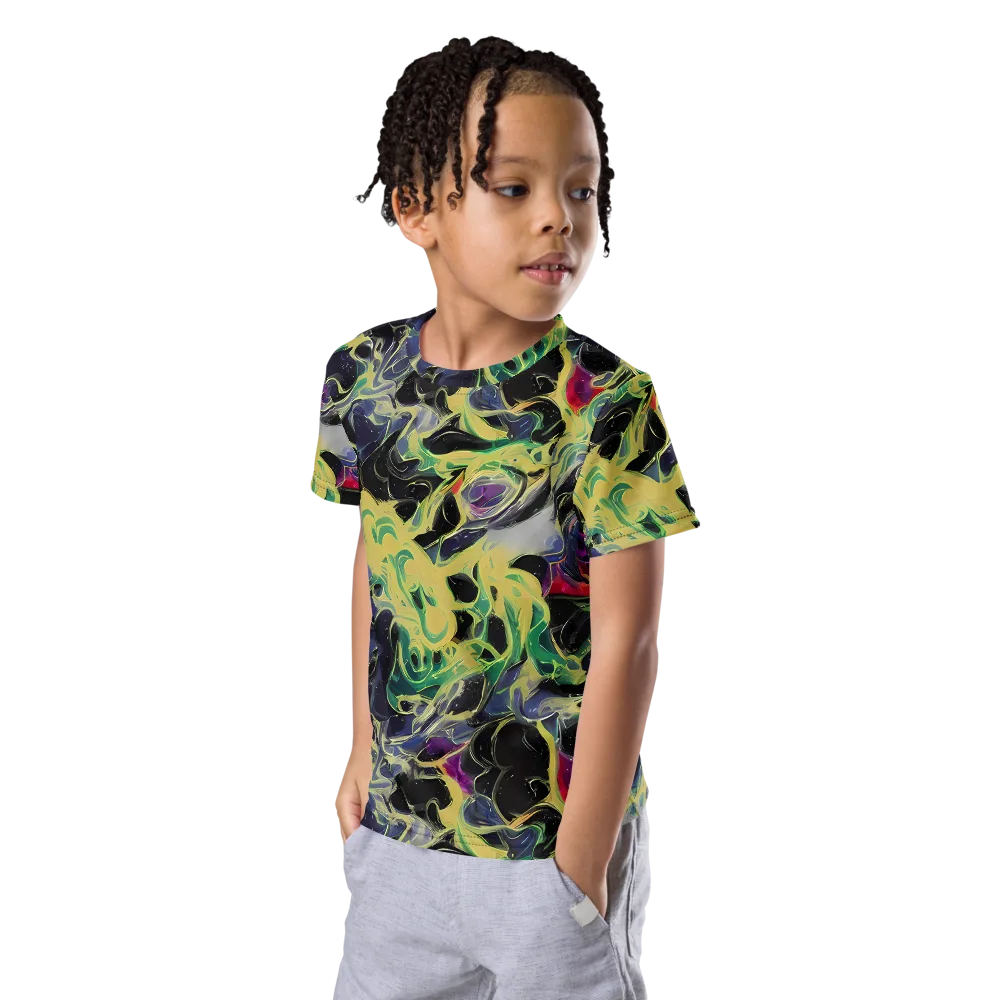 Neon Eclipse on Kids Crew Neck T-Shirt — Left Front