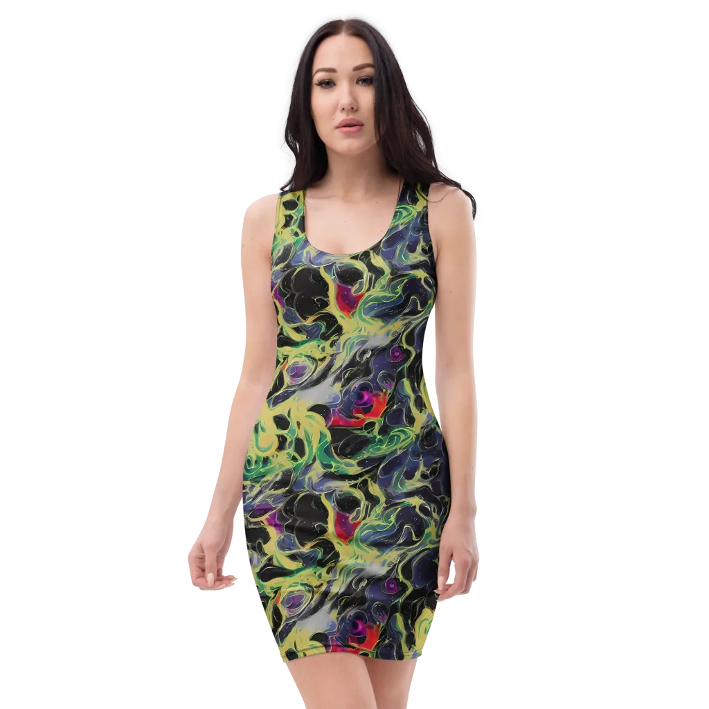 Neon Eclipse on Bodycon Dress — Front