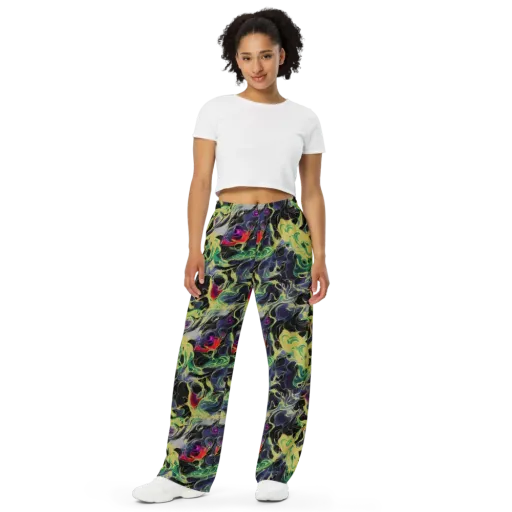 Neon Eclipse on a Wide-Leg Pants
