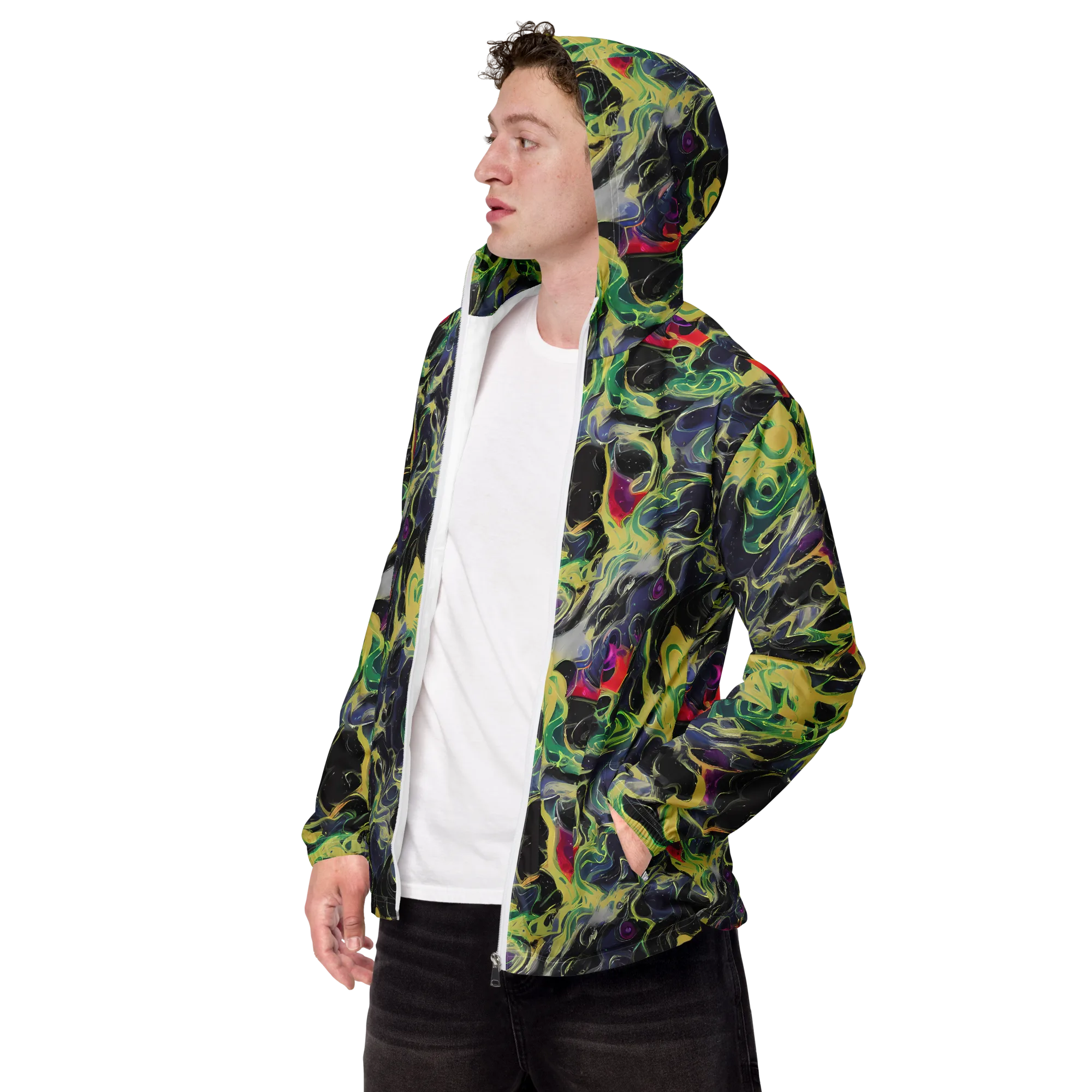 Neon Eclipse on Men's Windbreaker — Left Front