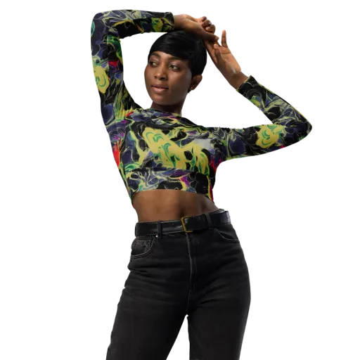 Neon Eclipse on a Long Sleeve Crop Top