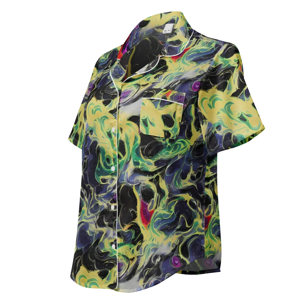 Neon Eclipse on Women's Short Sleeve Pajama Top — Left Front